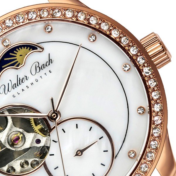 Дамски часовник с бяла каишка от естествена кожа Union - Walter Bach-image-4