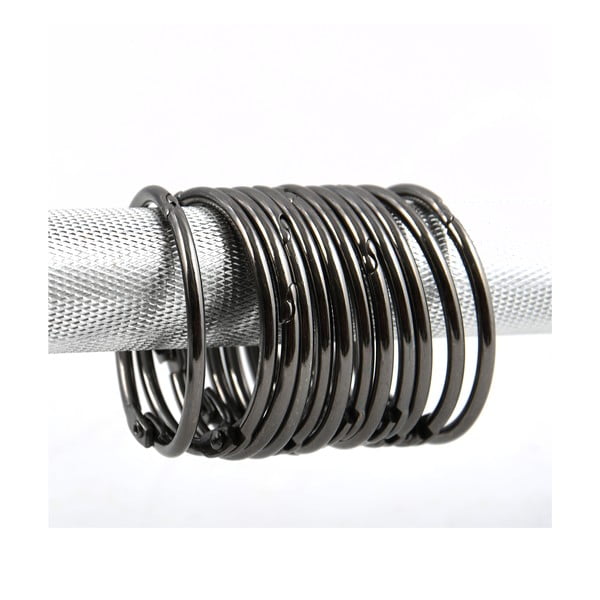 Матово черно пръстени за душ завеси в комплект от 12 бр. Ringo Small – Spirella-image-1