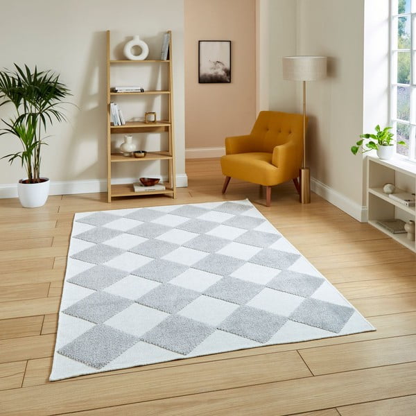 Бяло-светлосив килим подходящ за пране 200x290 cm Lyna Cream&Grey – Think Rugs-image-1