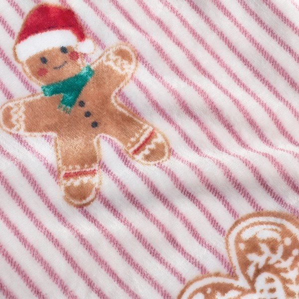 Червено/в естествен цвят одеяло с коледен мотив 170x130 cm Christmas Gingerbread Stripe – Catherine Lansfield-image-3