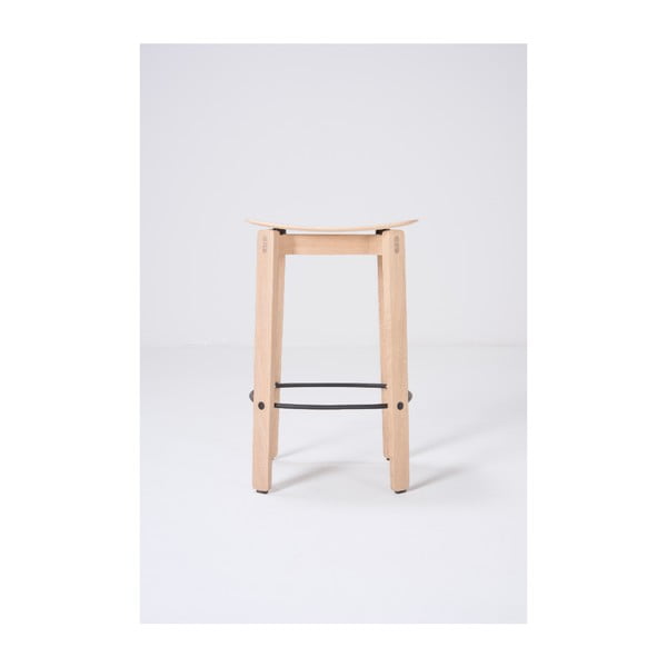 Бар стол от масивен дъб в естествен цвят (височина на седалката 65 cm) Nora – Gazzda-image-3