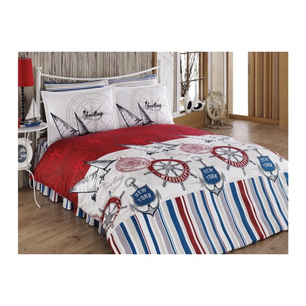 Комплект памучни чаршафи и спално бельо Karuma Rojo, 160 x 220 cm - Unknown