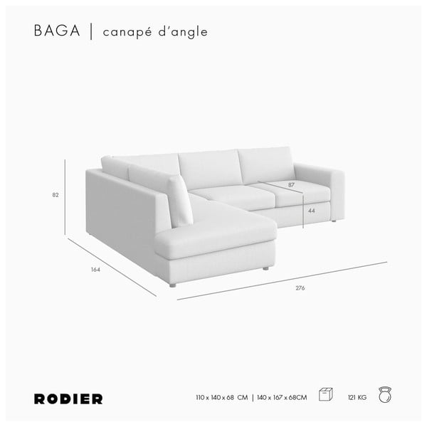 Светлокафяв кадифен ъглов диван (ляв ъгъл/L форма) Baga – Rodier-image-4