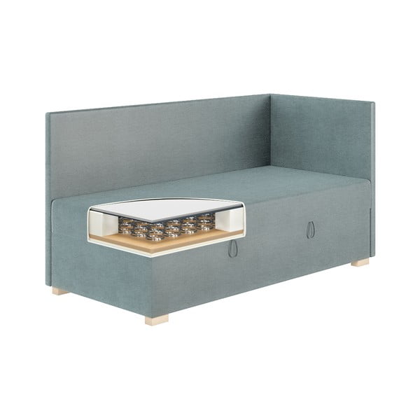 Синьо  ъглово детско легло 90x200 cm с място за съхранение с включен матрак Flexi – Ghado-image-4