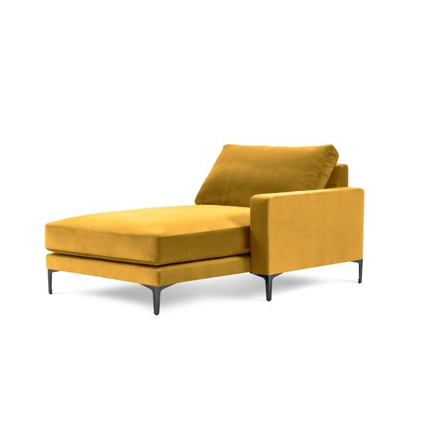 Жълт кадифен стол за отдих, десен ъгъл Harmony - Kooko Home-image-2