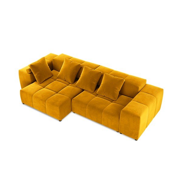 Ъглов диван от жълто кадифе (променлива) Rome Velvet - Cosmopolitan Design-image-3