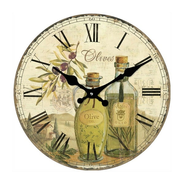 Стъклен часовник с маслини, 34 cm - Postershop