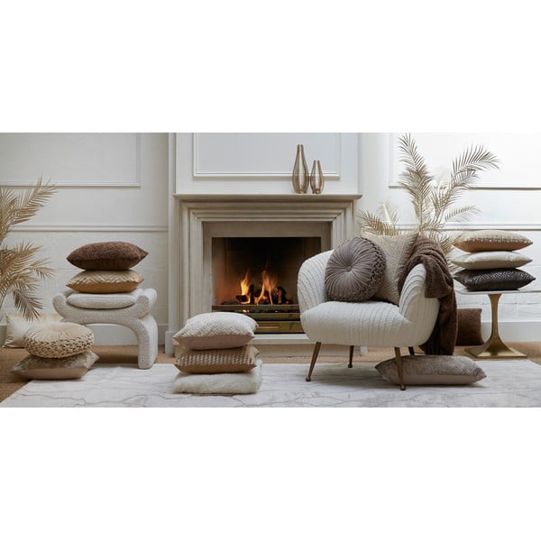 Кремава табуретка от плат букле Nafya – Light & Living-image-3