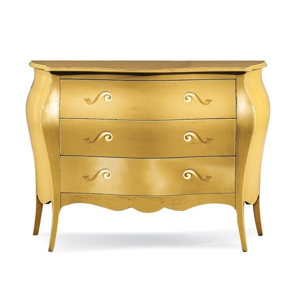 Dřevěná komoda ve zlaté barvě se 3 zásuvkami Castagnetti