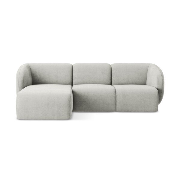 Светлосив шенилов ъглов диван (ляв ъгъл) Lani – Makamii