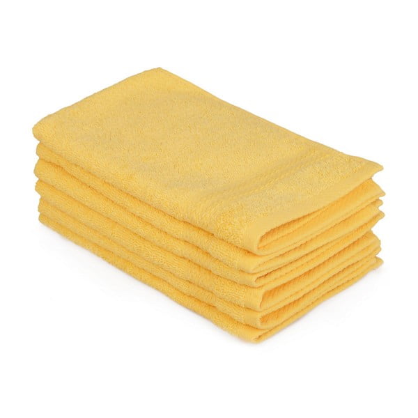 Комплект от 6 жълти памучни кърпи Madame Coco Lento Amarillo, 30 x 50 cm - Foutastic