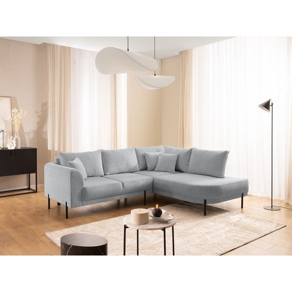 Светлосив шенилов ъглов диван (десен ъгъл/L форма) Mauris  – Ropez-image-1