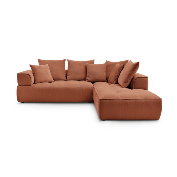 Теракотен шенилов ъглов диван (десен ъгъл/L форма) Whesley – Bobochic Paris
