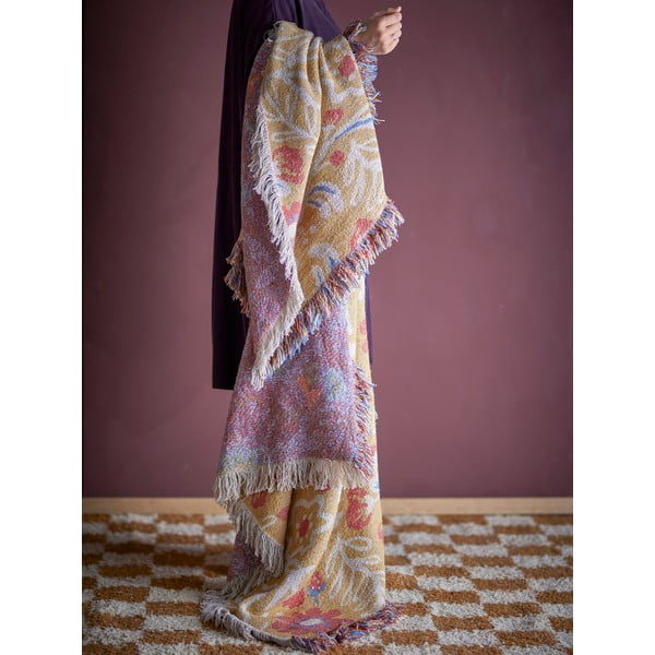 Жълто одеяло от рециклиран памук 130x160 cm Reims – Bloomingville-image-1