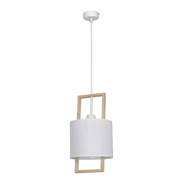Бяла лампа за таван с дървени детайли Sprite White Small Uno - Glimte