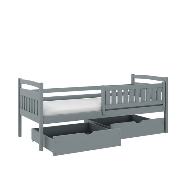 Детско легло от сива борова дървесина с място за съхранение 80x200 cm Terry - Lano Meble