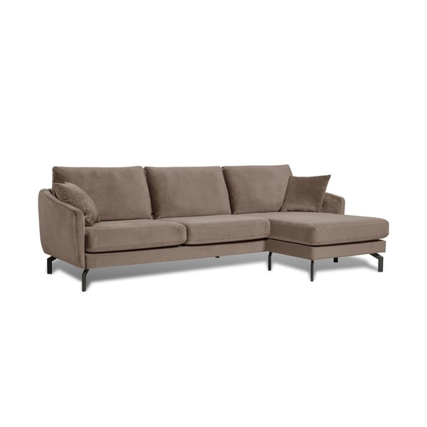 Кафяво-бежов ъглов диван от кадифе (десен ъгъл) Magic - Scandic-image-2