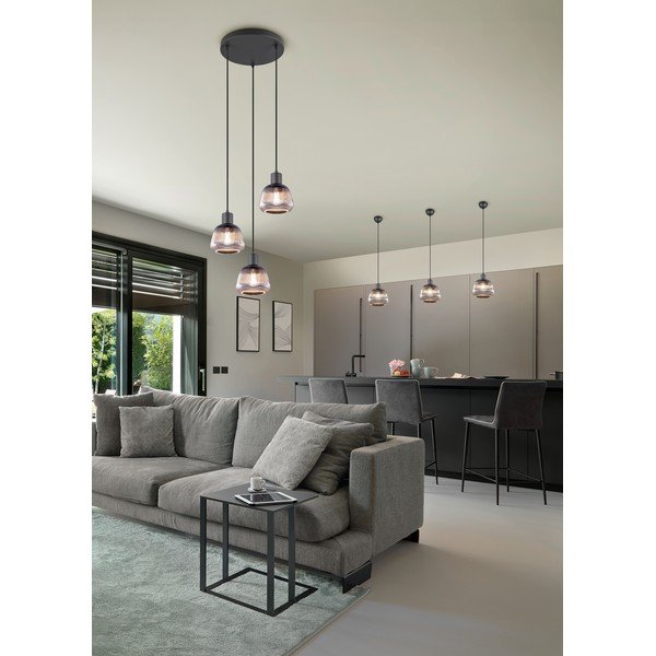 Черно висящо осветително тяло със стъклен абажур ø 22 cm Tarifa – Trio-image-1