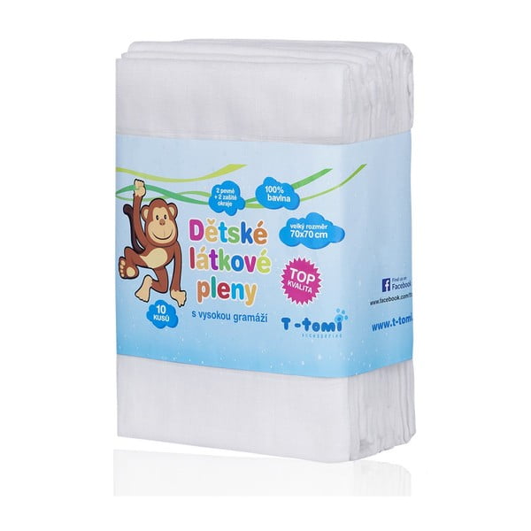 Комплект от 10 памучни пелени, 70 x 70 cm Tetra - T-TOMI-image-1
