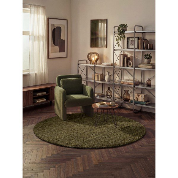 Тъмнозелен ръчно изработен вълнен кръгъл килим ø 200 cm Bexley Woolwich – Ted Baker-image-1