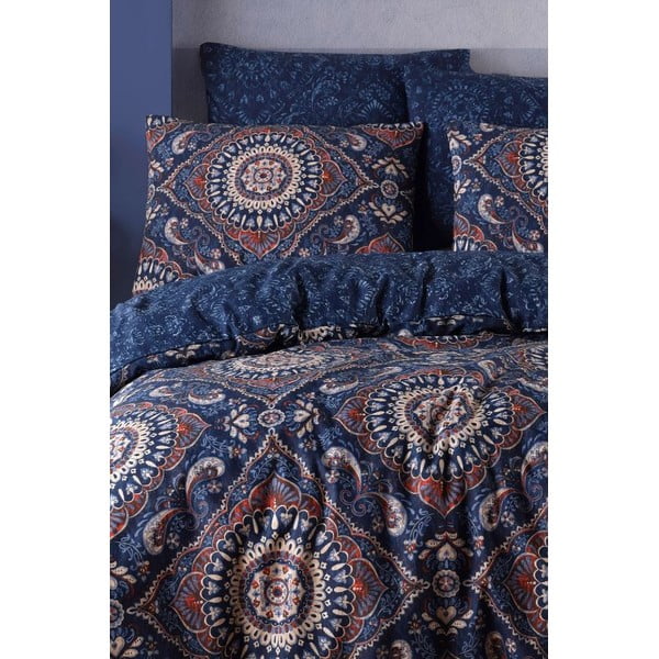 Тъмносиньо удължено спално бельо за двойно легло 200x220 cm - Mila Home-image-1