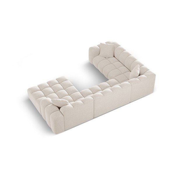 Кремав шенилов ъглов диван (ляв ъгъл/U форма) Treno – Cosmopolitan Design-image-3