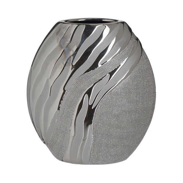 Керамична ваза в сребрист цвят, височина 20,5 cm - InArt