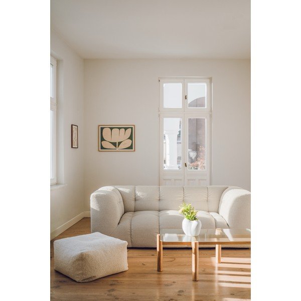 Масичка за кафе със стъклен плот в естествен цвят 55x105 cm Kob – noo.ma-image-2