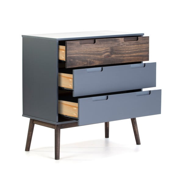 Антрацит/тъмнокафяв висок боров скрин 80x82 cm Nussa - Marckeric-image-3