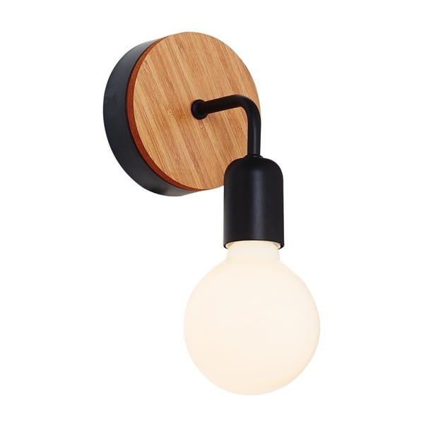 Черна стенна лампа с дървени детайли Valetta - Homemania Decor