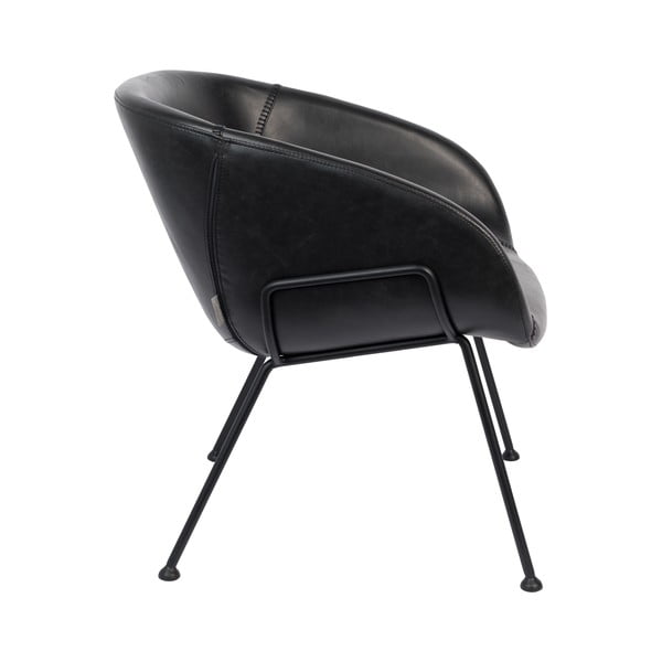 Черно кресло от изкуствена кожа Feston - Zuiver-image-3