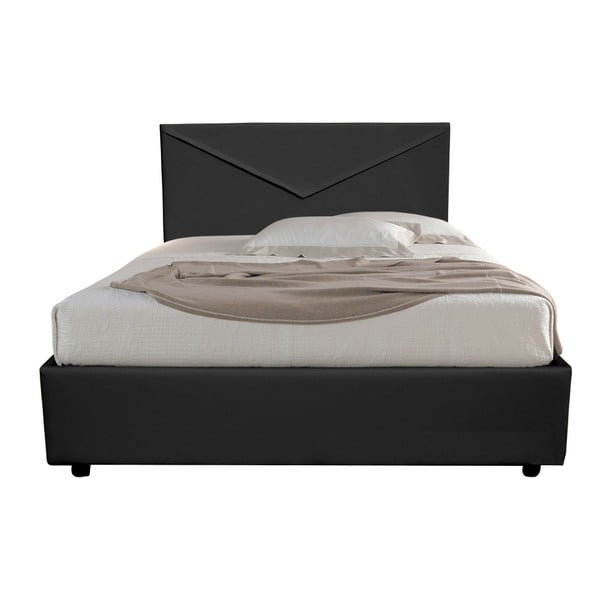 Černá jednolůžková postel s úložným prostorem a potahem z koženky 13Casa Mina, 120 x 190 cm