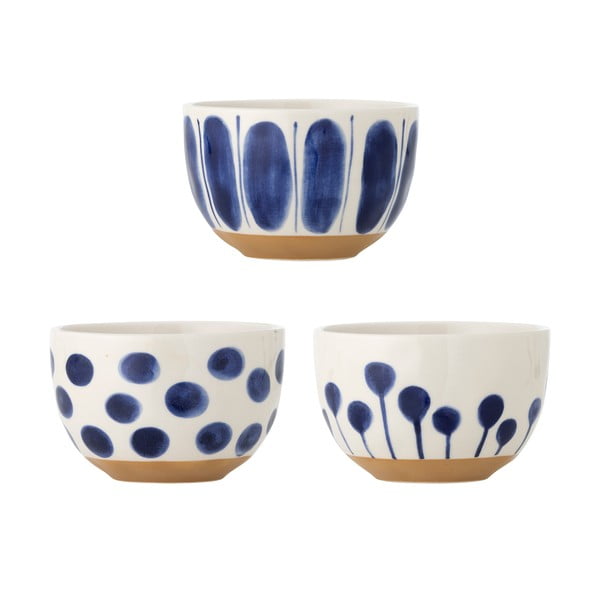 Бели/сини глинени купички в комплект 3 бр. 500 ml Linora – Bloomingville