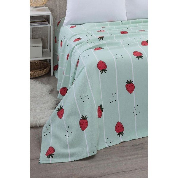 Памучно покривало за легло в цвят мента 170x230 cm Strawberry – Mila Home-image-2