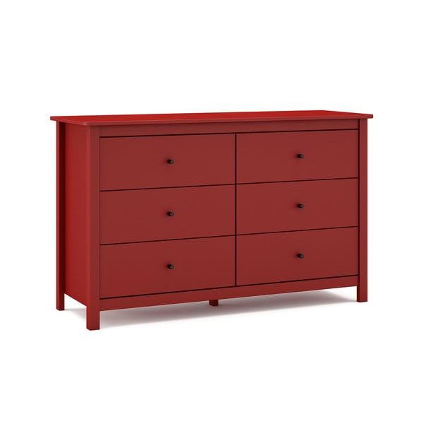 Червен нисък скрин от бор 130x80 cm Misti - Marckeric-image-2