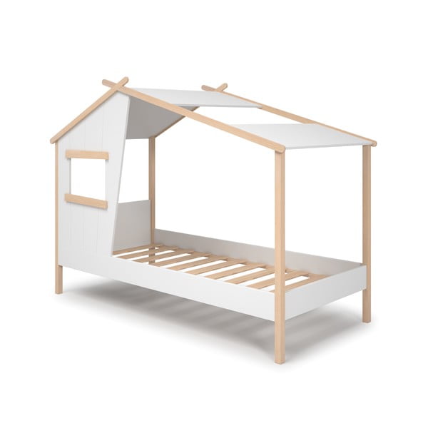 Бяло детско легло тип къща от масивен бор 90x190 cm Luba – Marckeric-image-4