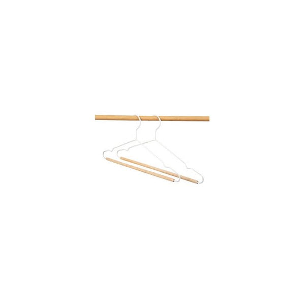 Комплект от 2 бели закачалки за дрехи с дървени детайли Матирани - Compactor-image-2