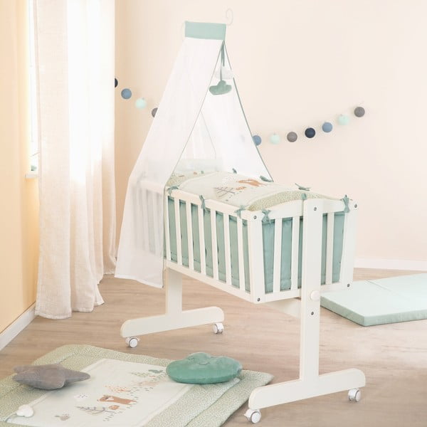 Светлозелено памучно детско спално бельо за детско креватче 80x80 cm Woodland Buddies – Roba-image-3