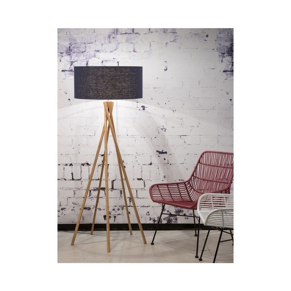 Подова лампа със син абажур и бамбукова конструкция Kilimanjaro - Good&Mojo-image-1