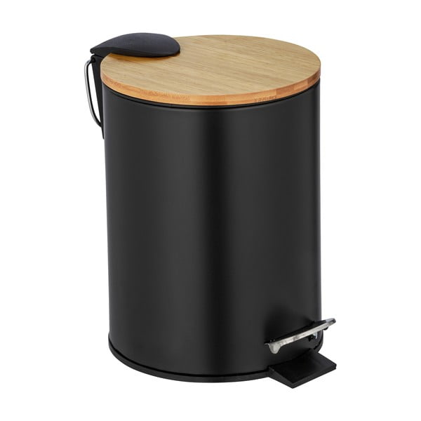 Черна кофа за боклук с бамбуков капак , 3 л Tortona - Wenko