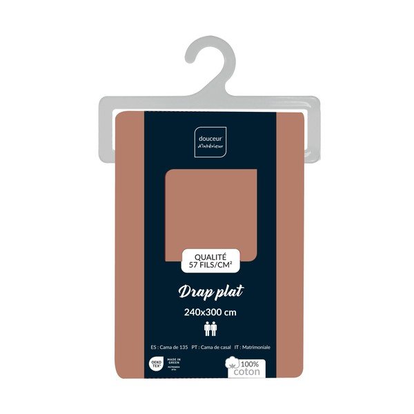 Памучен чаршаф в цвят сьомга 240x300 cm Lina – douceur d'intérieur-image-2