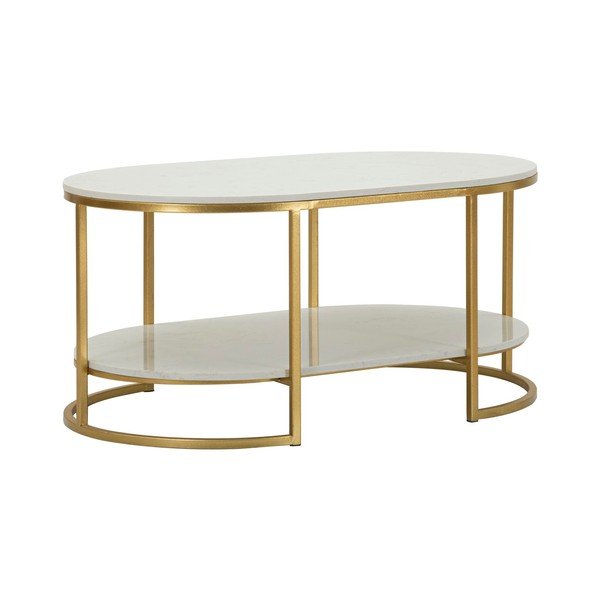 Бяла/златистa масичка за кафе с мраморна плоча 60x90 cm Izmir – Mauro Ferretti-image-3