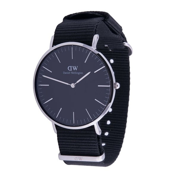 Unisex hodinky s černým páskem Daniel Cornwall Silver, ⌀ 40 mm