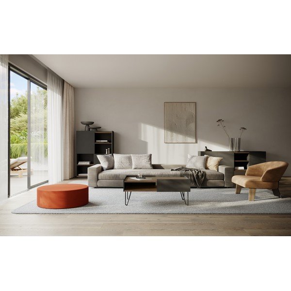 Кафяво-черен шкаф за книги от орех 180x83 cm Nina - TemaHome-image-1