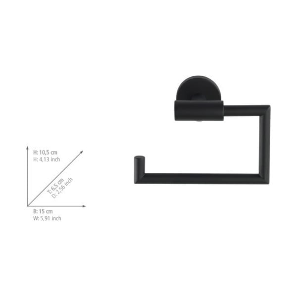 Матово-черен самозалепващ държач за тоалетна хартия от неръждаема стомана Bosio – Wenko-image-1