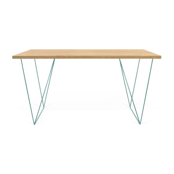 Pracovní stůl se zelenými nohami TemaHome Flow, 140 x 75 cm