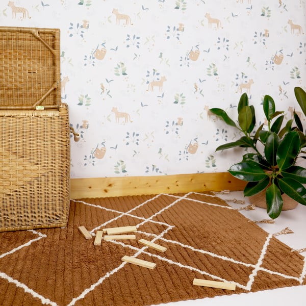 Кафяв ръчно изработен памучен килим , 100 x 150 cm Lassa - Nattiot-image-2