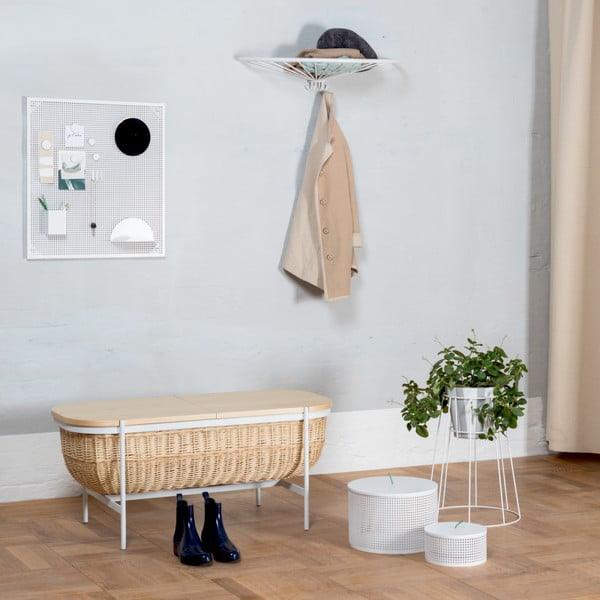 Proutěná lavice s bílou konstrukcí a úložným prostorem OK Design Willow-image-1