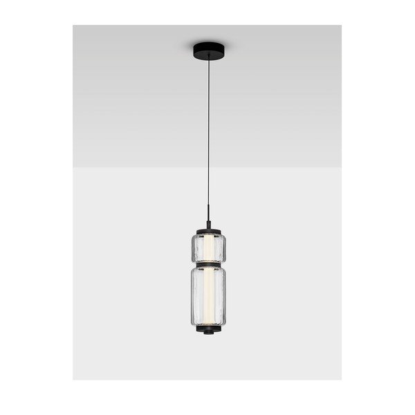 Матово черно стъклено LED висящо осветително тяло ø 12 cm Liesa – Nova Luce-image-3