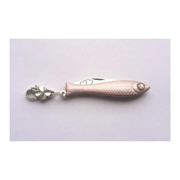 Светлорозов чешки нож за риба с пръстен и дупчица Сърца по дизайн на Александра Детинска - Alexandra Dětinská